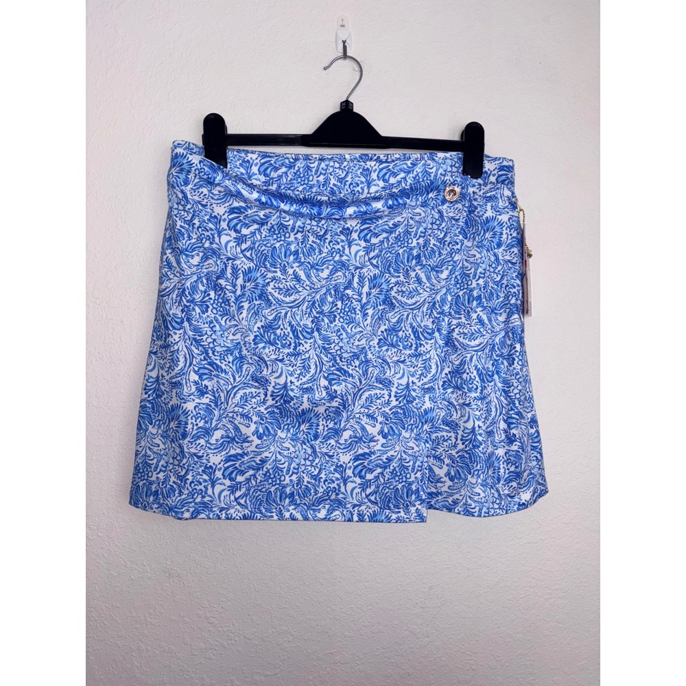 Stella Parker Sport Skort Large Blue Abstract Swirl NEW UPF 50 Wrap Front